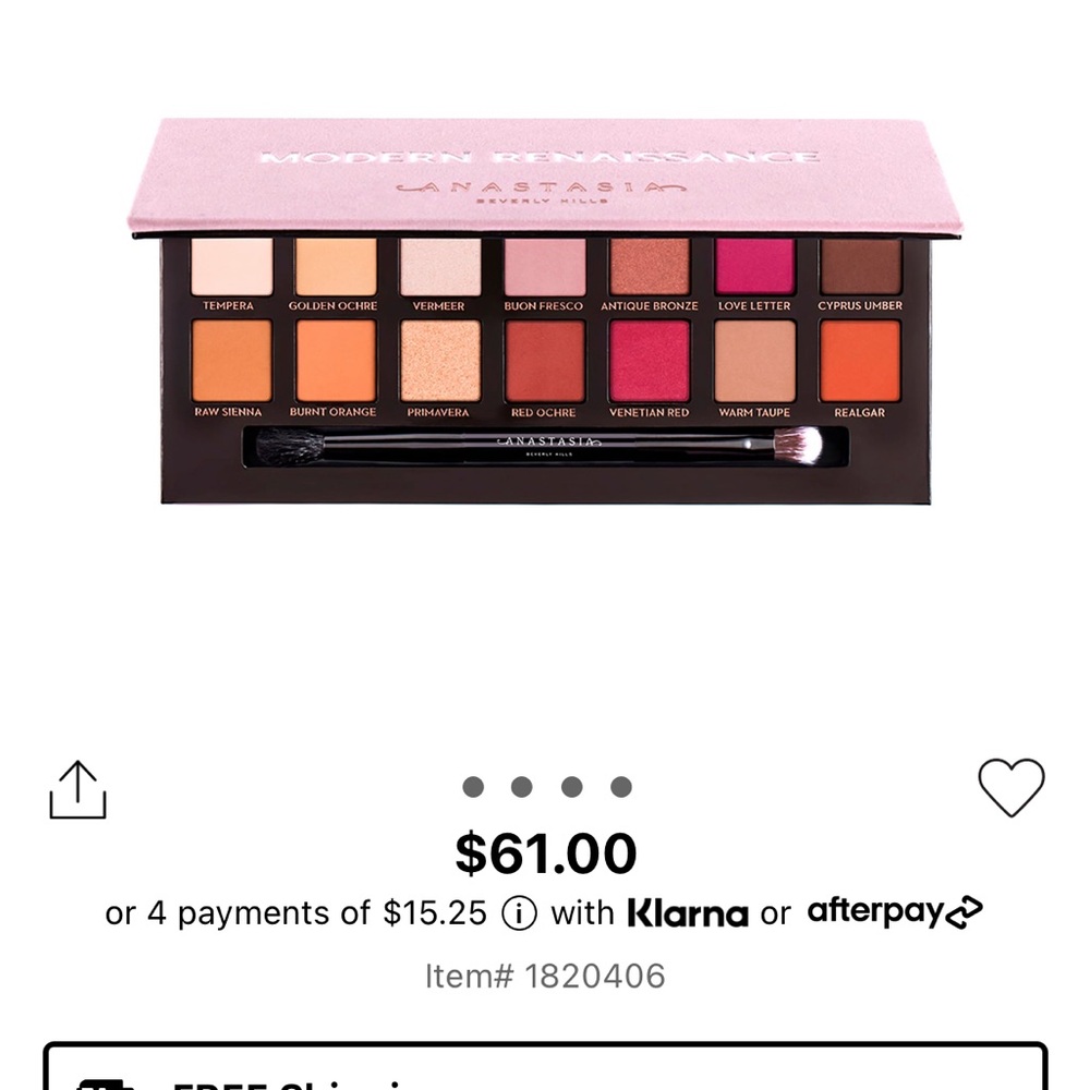 3/$30 Used ABH modern renaissance palette.